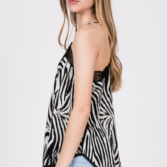 Lace Trimmed Zebra Cami NWT - Picture 5 of 13